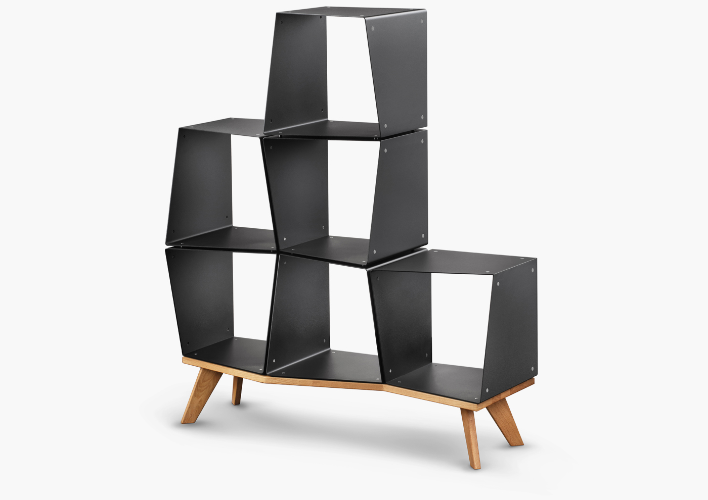 Sideboard - Tetris 6 - Black - Iron Hive - Modular shelving system - Davide Mezzasalma - Furniture design - Berlin