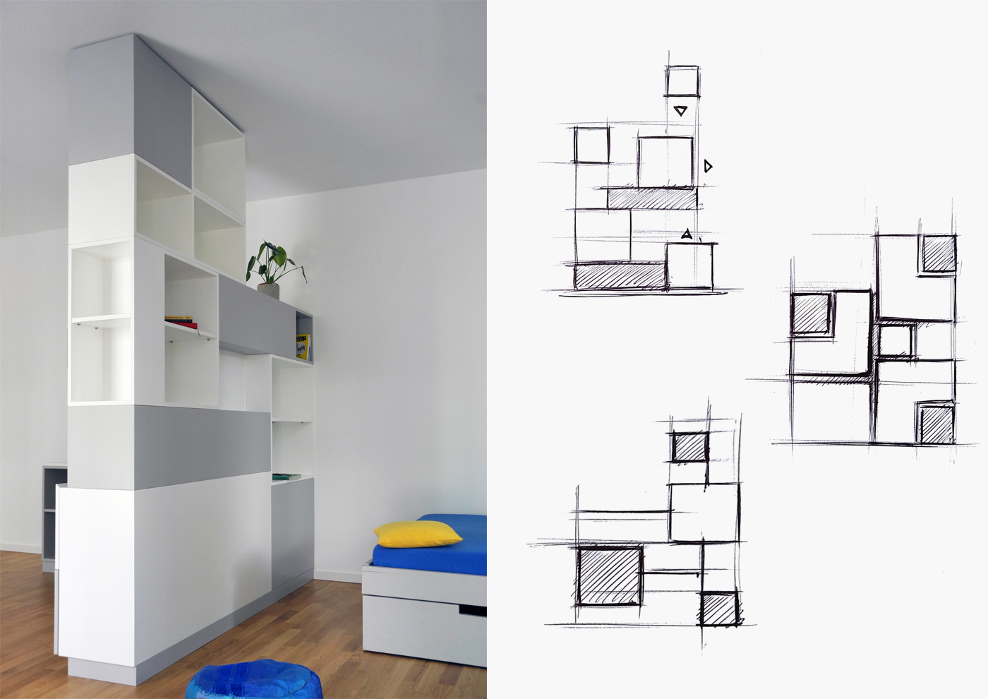 Tetris - Room divider - view2 - Davide Mezzasalma - Furniture design - Berlin