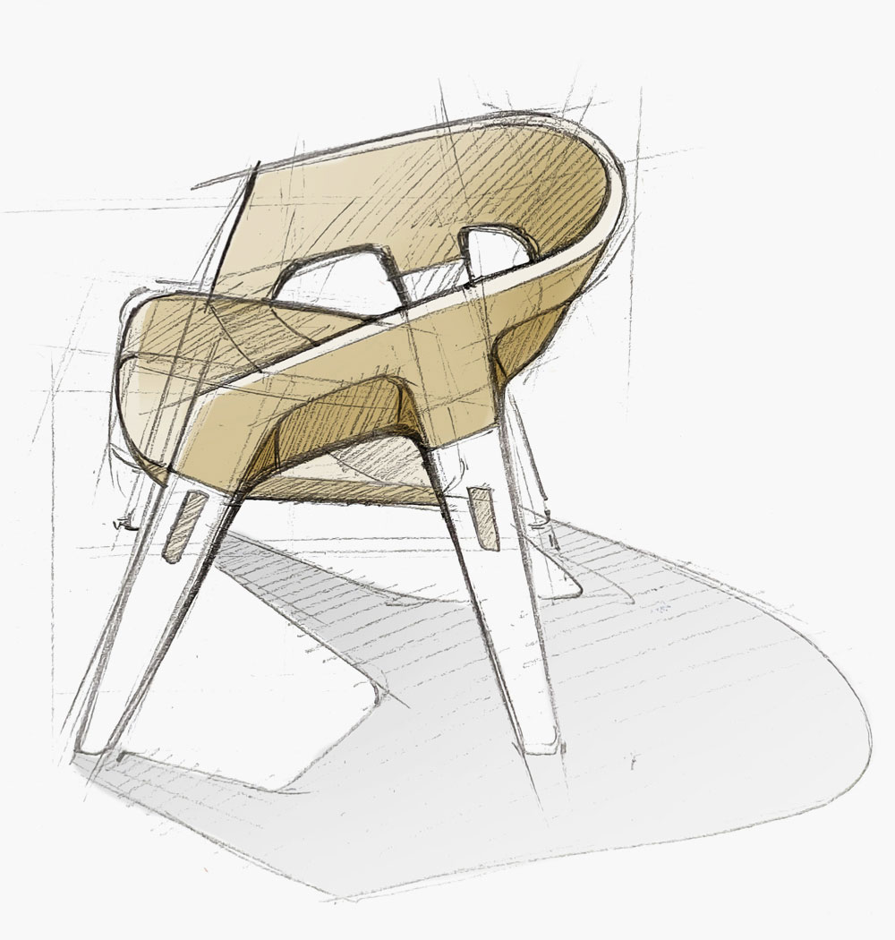 Uno - Chair - concept sketch - Davide Mezzasalma - Furniture design - Berlin