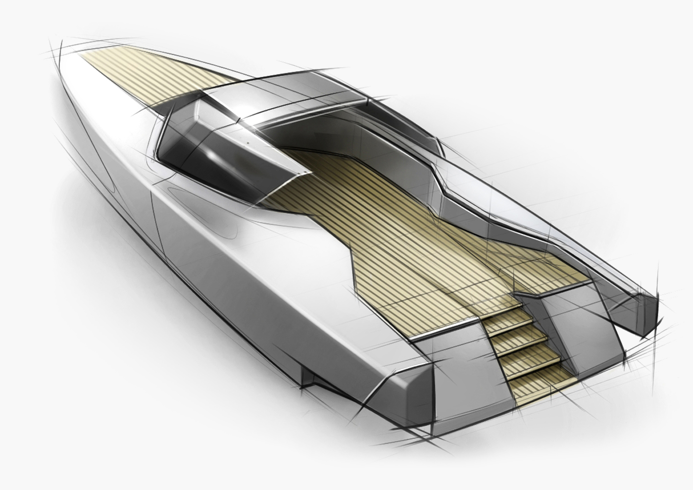 Yacht design - 90 Feet - Power boat - Concept sketch3 - Davide Mezzasalma - Furniture design - Berlin
